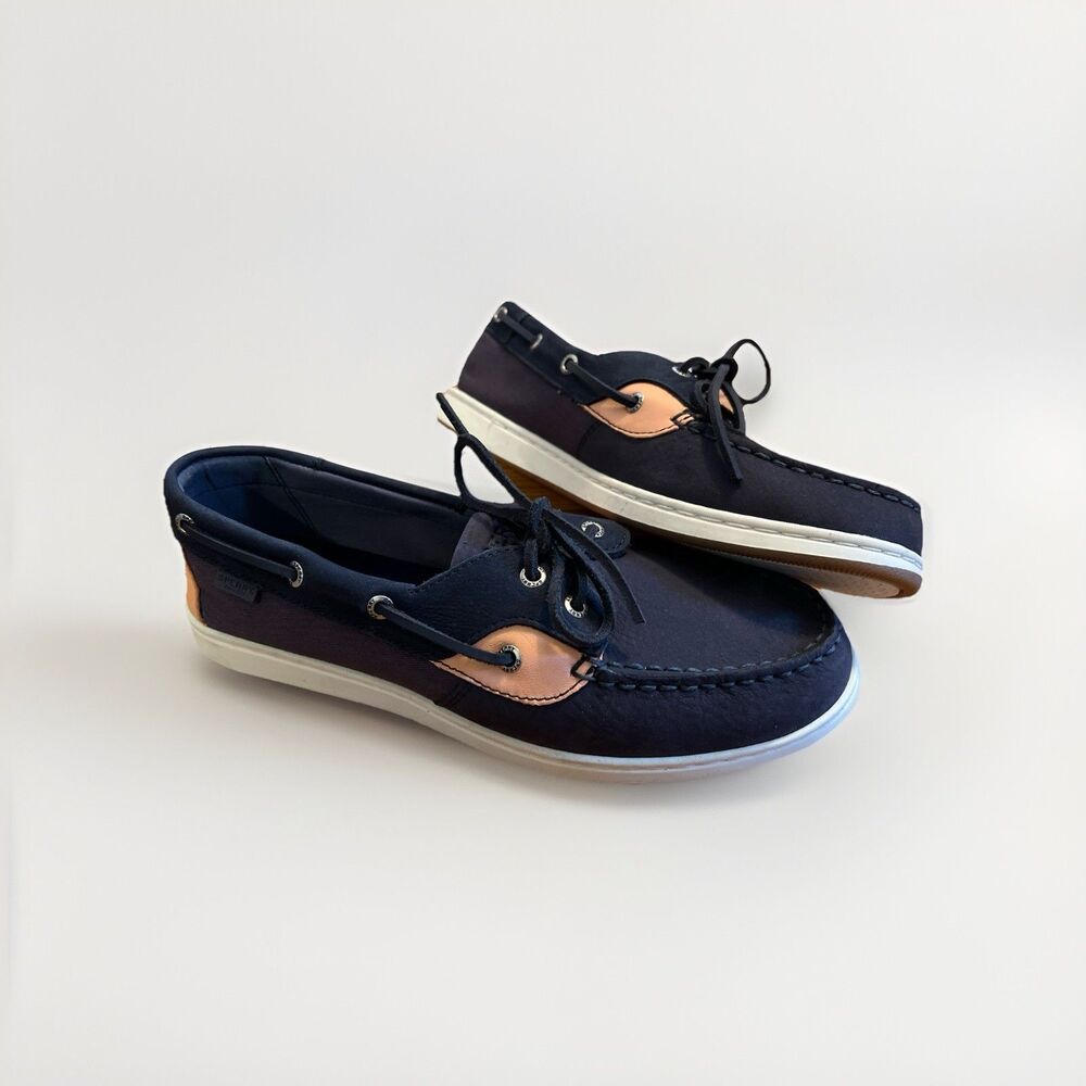 Sperry Women's Top-Sider Boat Shoes Embossed Collar Outsole Size 8.5 Navy Pink